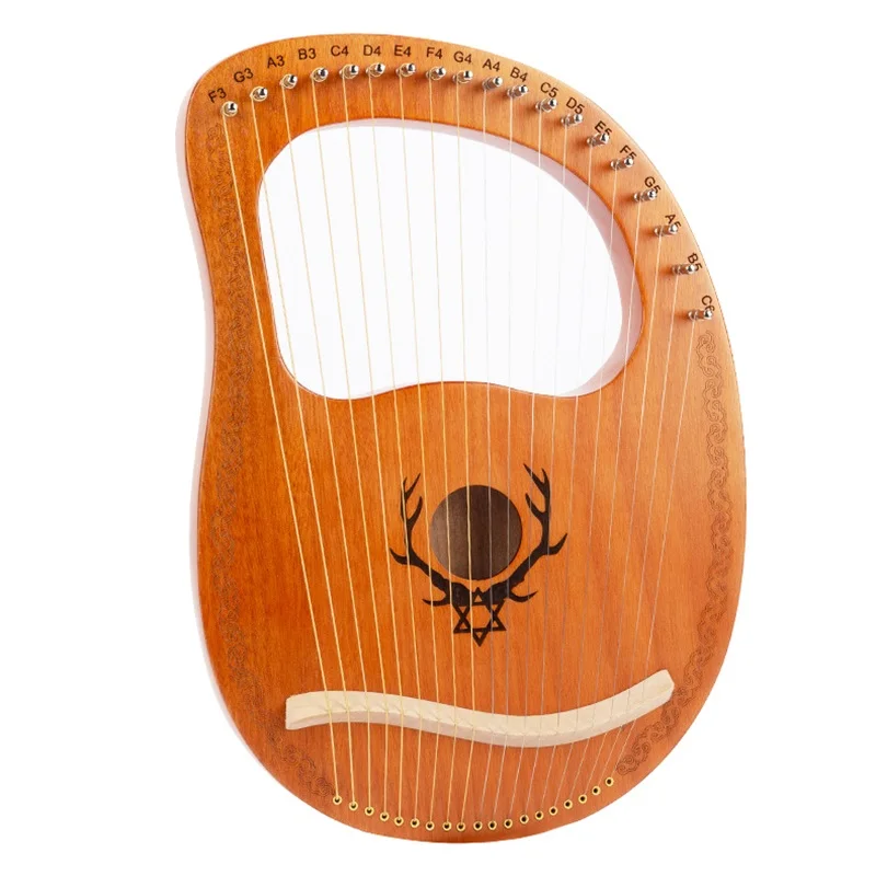 Musical Instrument Lyre - 19 현 거문고 하프 마호가니 우드