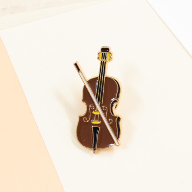 Musical Instrument Symbols - 만화 바이올린 에나멜 핀 배지 다크