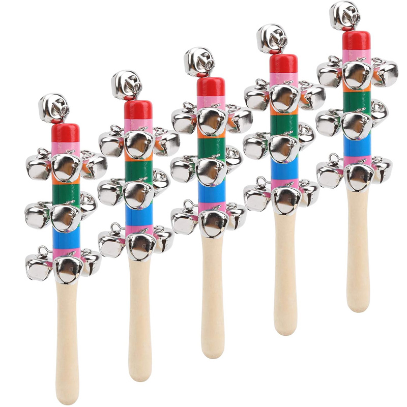 5PCS 나무 징글 핸드 벨 레인보우 스틱 셰이커 래틀 - Musical Instrument Harmonium 리뷰 및 가격
