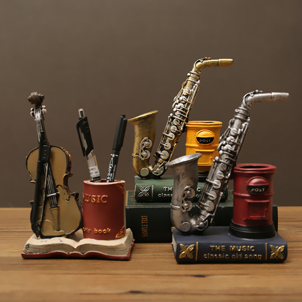 북유럽 레트로 학생 색소폰 바이올린 보관 펜꽂이 및 펜 - Musical Instrument Fagot 리뷰 및 가격