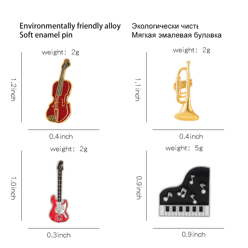 어린이용 콘서트 에나멜 핀 피아노 바이올린 기타 트럼펫 - Musical Instrument Symbols 리뷰 및 가격