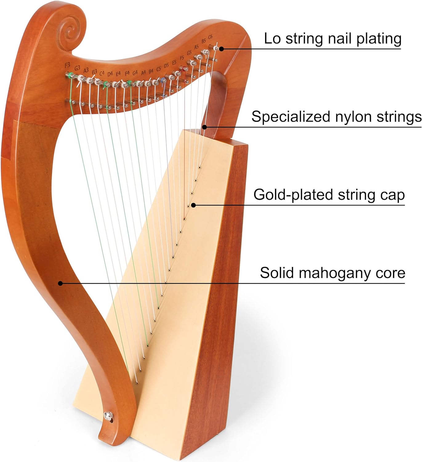 15 19 현 미니 하프 Lyre 피아노 단단한 나무  - Musical Instrument Lyre 리뷰 및 가격