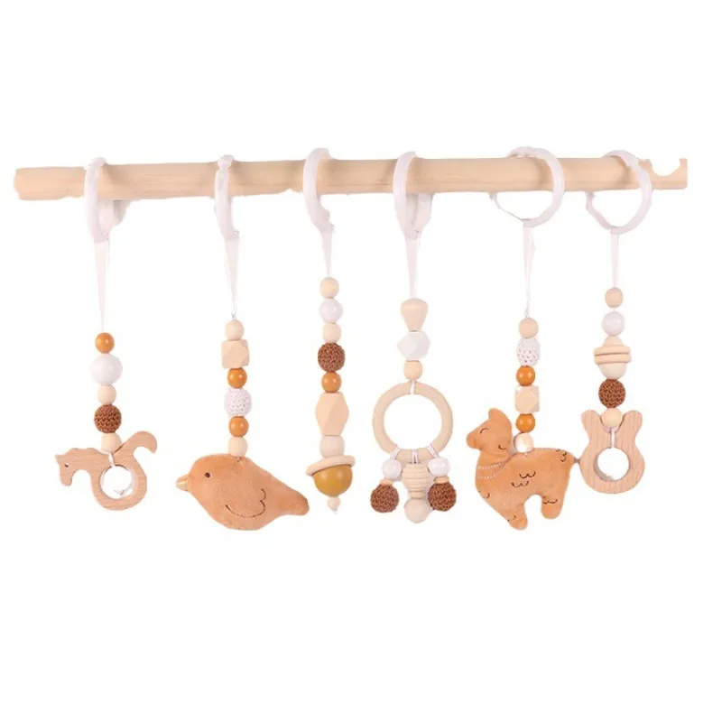 6Pcs 나무 아기 장난감 나무 너도밤 나무 활동 체육 - Musical Instrument Rattle 리뷰 및 가격