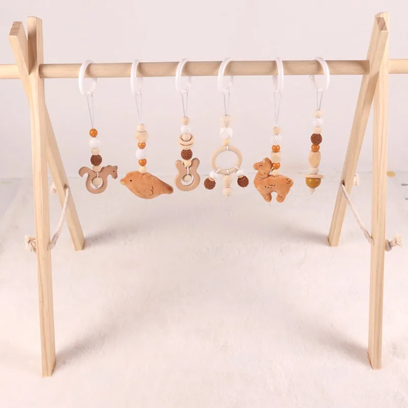 6Pcs 나무 아기 장난감 나무 너도밤 나무 활동 체육 - Musical Instrument Rattle 리뷰 및 가격